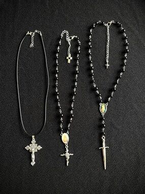 Silver Crucifix Necklace Bundle